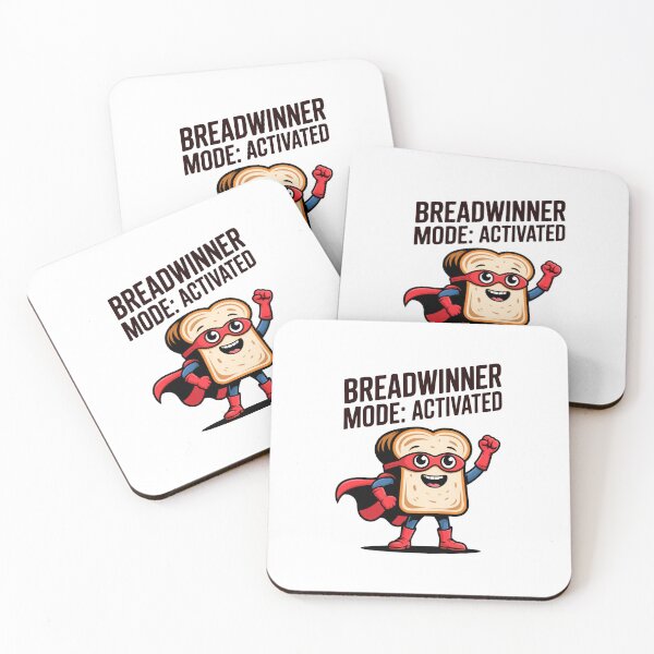 Item preview, Superhero Bread Cartoon – Breadwinner Mode Activated – Funny Motivational Food Pun Illustration designed and sold by C-Kav.