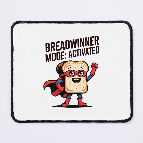 Item preview, Superhero Bread Cartoon – Breadwinner Mode Activated – Funny Motivational Food Pun Illustration designed and sold by C.Kav.Art.