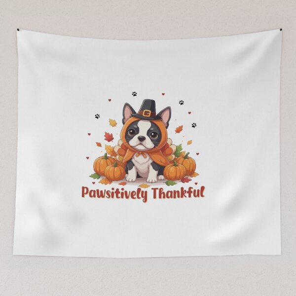 Item preview, Pawsitively Thankful Boston Terrier Thanksgiving Cute Fall designed and sold by The Real Life Symphony.