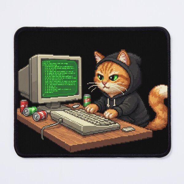 Item preview, Hacker Orange Cat Pixel Art – Retro Tech Y2K Meme designed and sold by Whisky1111.