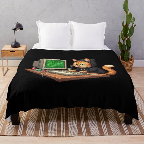 Item preview, Hacker Orange Cat Pixel Art – Retro Tech Y2K Meme designed and sold by Whisky1111.