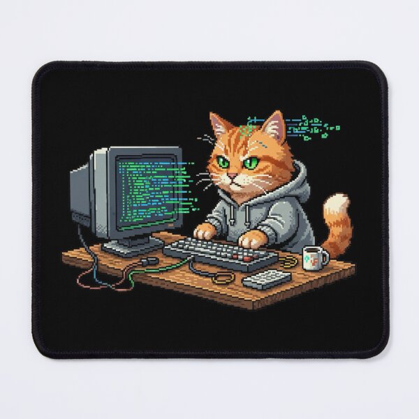Item preview, Hacker Cat Pixel Art – Retro Tech designed and sold by Whisky1111.