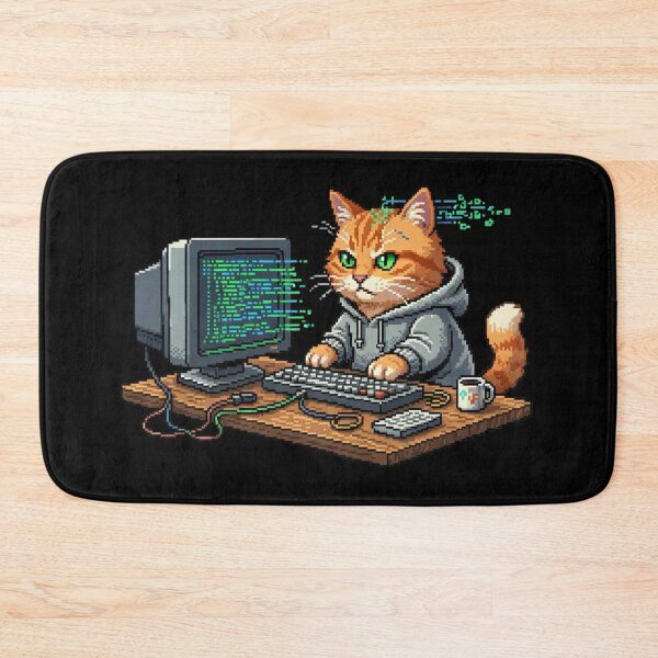 Item preview, Hacker Cat Pixel Art – Retro Tech designed and sold by Whisky1111.