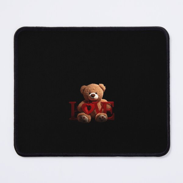 Item preview, Cute Brown Teddy Bear with Red LOVE Letters on Black Background – Symbol of Romance and Affection designed and sold by PixelVibe782.