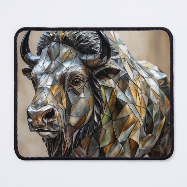 Item preview, gold and silver metallic geometric bison designed and sold by Lizzilzil.