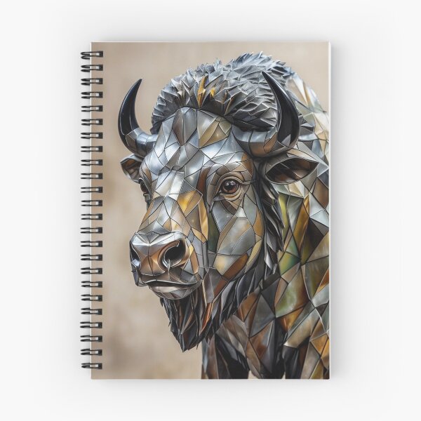 Item preview, gold and silver metallic geometric bison  designed and sold by Lizzilzil.