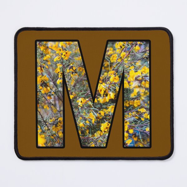 Item preview, Letter M Monogram Yellow Flower Alphabet Black Outline designed and sold by Mary Prema Art.