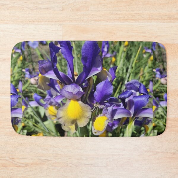Item preview, yellow and blue iris with a bee designed and sold by Lizzilzil.