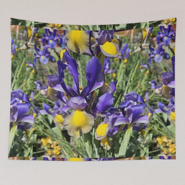 Item preview, yellow and blue iris with a bee designed and sold by Lizzilzil.