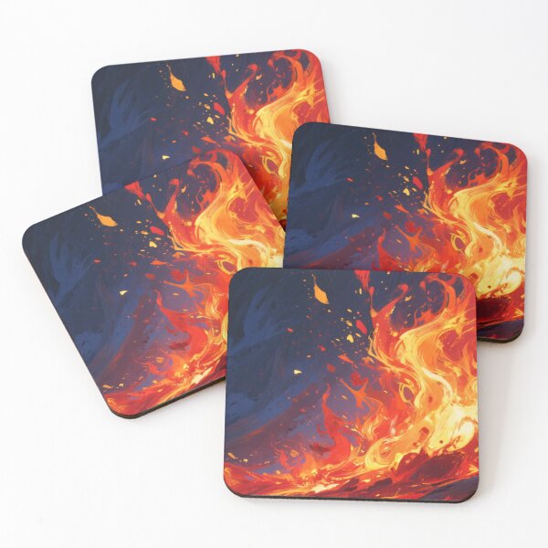 Item preview, Fiery Flames and Glowing Lava Flow Against Dark Volcanic Landscape in Dramatic Abstract Fire Artwork designed and sold by Mimoshi ⭐⭐⭐⭐⭐.