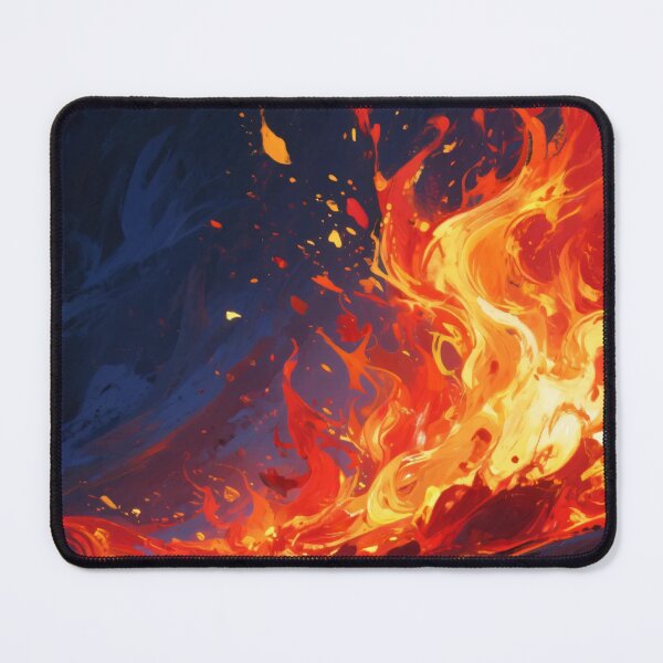 Item preview, Fiery Flames and Glowing Lava Flow Against Dark Volcanic Landscape in Dramatic Abstract Fire Artwork designed and sold by Mimoshi ⭐⭐⭐⭐⭐.