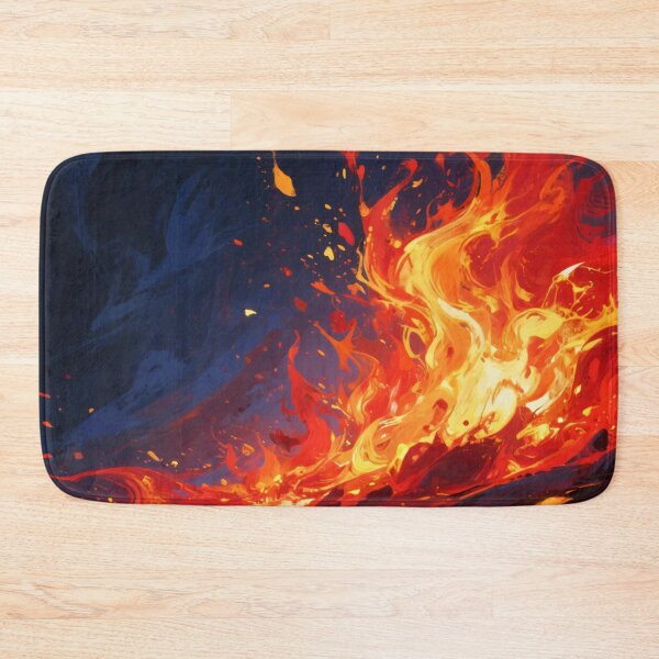Item preview, Fiery Flames and Glowing Lava Flow Against Dark Volcanic Landscape in Dramatic Abstract Fire Artwork designed and sold by Mimoshi ⭐⭐⭐⭐⭐.