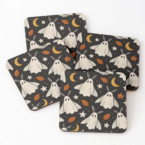 Item preview, Ghost Moth Halloween Pattern – Spooky Autumn Night designed and sold by Zee's Whimsical Wonders.