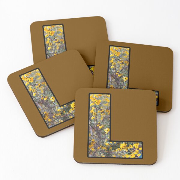 Item preview, Letter L Monogram Yellow Flower Alphabet Black Outline designed and sold by Mary Prema Art.