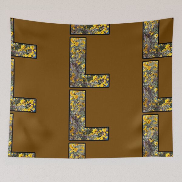 Item preview, Letter L Monogram Yellow Flower Alphabet Black Outline designed and sold by Mary Prema Art.