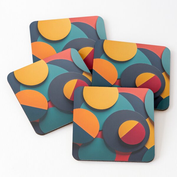 Item preview, Bold Modern Geometric Circles in Red Orange Teal and Navy Abstract Minimal Layered Wall Art designed and sold by Mimoshi ⭐⭐⭐⭐⭐.