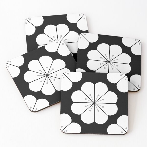 Item preview, Minimalist Geometric Black and white Sakura Flower Pattern designed and sold by DColourMuse.