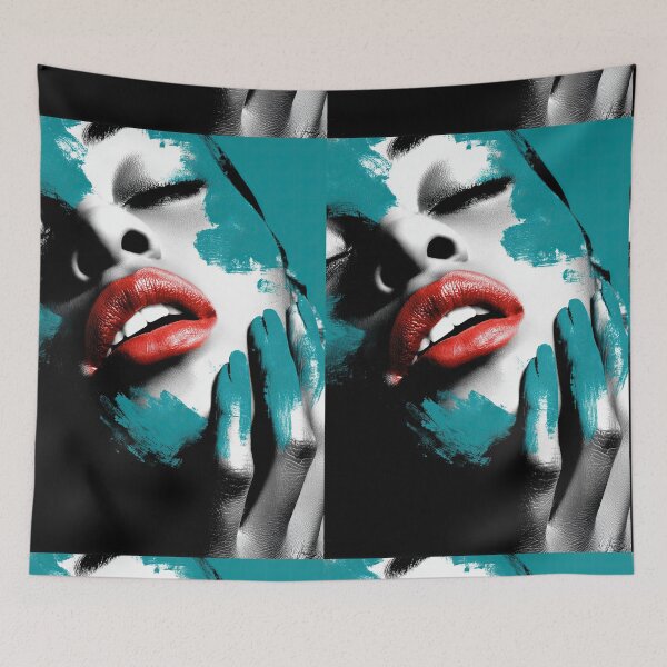 Item preview, Monochromatic sensuality highlighted by turquoise paint on hands face. designed and sold by Piotrek0001.