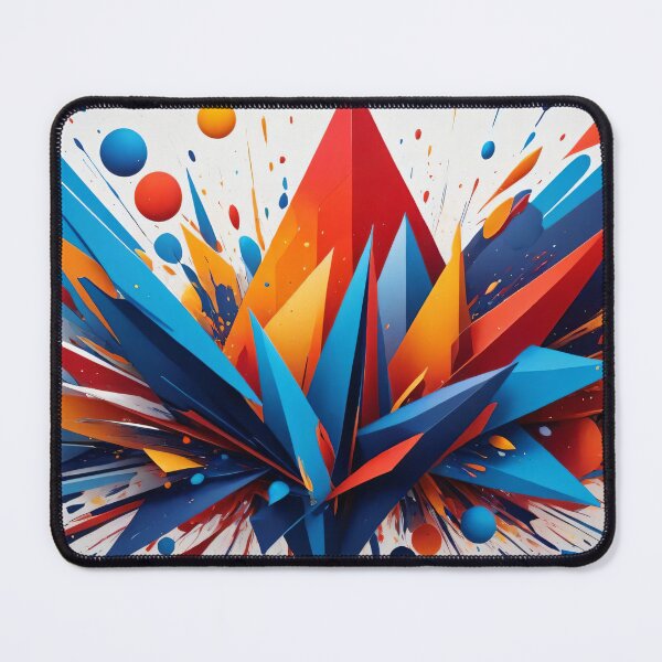 Item preview, Explosive Abstract Geometric Burst in Red Blue and Orange with Dynamic 3D Shapes and Motion designed and sold by Mimoshi ⭐⭐⭐⭐⭐.