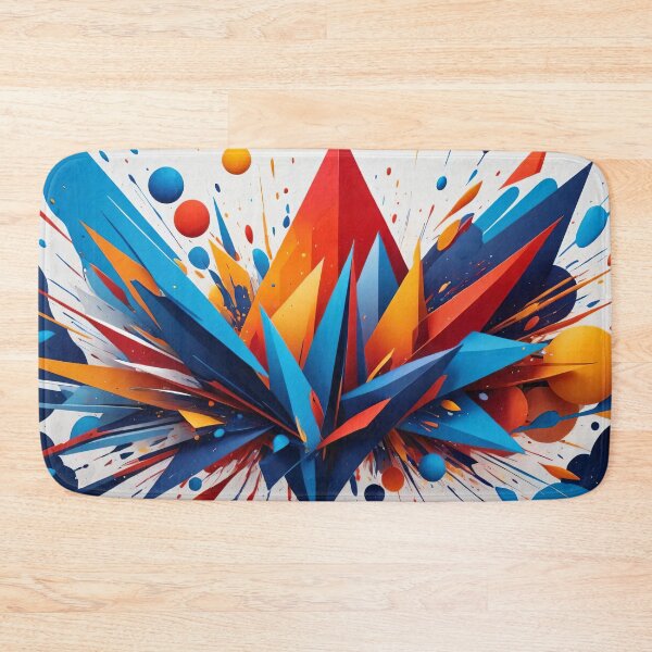 Item preview, Explosive Abstract Geometric Burst in Red Blue and Orange with Dynamic 3D Shapes and Motion designed and sold by Mimoshi ⭐⭐⭐⭐⭐.