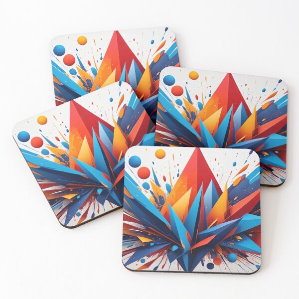 Item preview, Explosive Abstract Geometric Burst in Red Blue and Orange with Dynamic 3D Shapes and Motion designed and sold by Mimoshi ⭐⭐⭐⭐⭐.