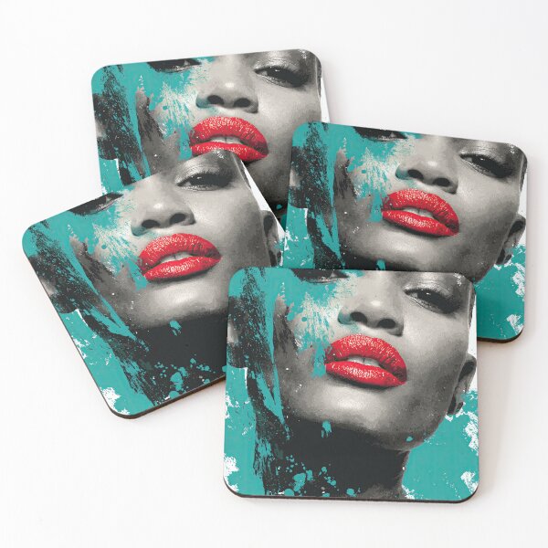 Item preview, An abstract portrait with a paint effect and intense red lips. designed and sold by Piotrek0001.