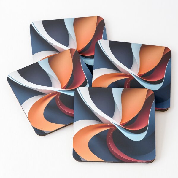 Item preview, Abstract Flowing Ribbons in Orange Red Blue and White on Dark Background Modern Minimal Design designed and sold by Mimoshi ⭐⭐⭐⭐⭐.