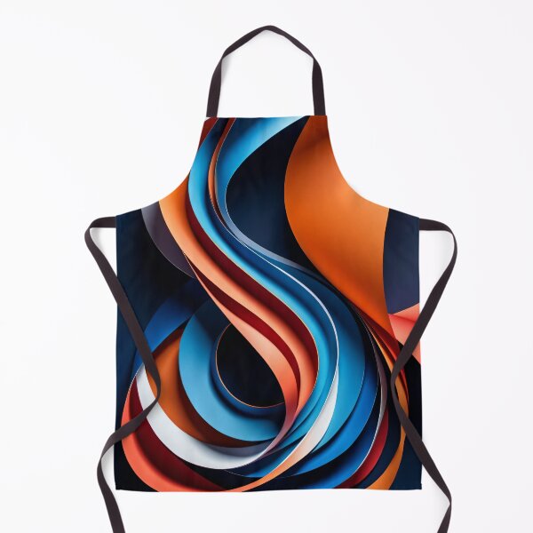 Item preview, Elegant Flowing Ribbons in Blue Orange and White Creating Fluid Abstract Shape on Dark Background designed and sold by Mimoshi ⭐⭐⭐⭐⭐.