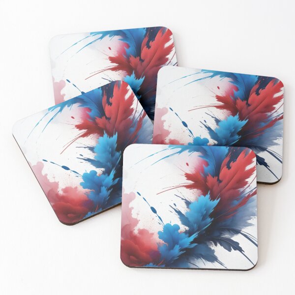 Item preview, Dynamic Red and Blue Abstract Paint Splash with Flowing Brush Strokes on White Modern Background designed and sold by Mimoshi ⭐⭐⭐⭐⭐.