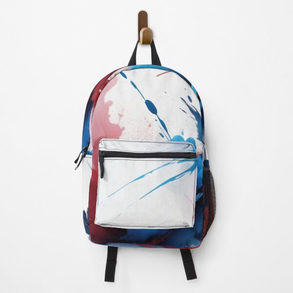 Item preview, Dynamic Red and Blue Abstract Paint Splash with Flowing Brush Strokes on White Modern Background designed and sold by Mimoshi ⭐⭐⭐⭐⭐.