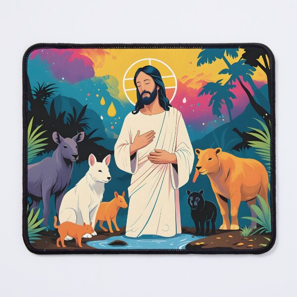 Item preview, Eden Reborn: Lord Jesus in a Vibrant, Harmonious Jungle designed and sold by UrvashiStudio.