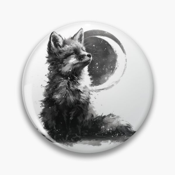 Item preview, Moon Fox – Mystical Black and White Animal Art designed and sold by Melody Splash.