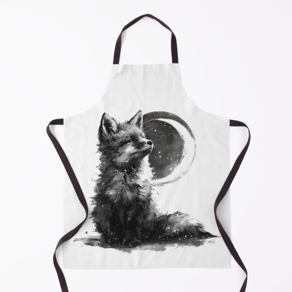 Item preview, Moon Fox – Mystical Black and White Animal Art designed and sold by Melody Splash.