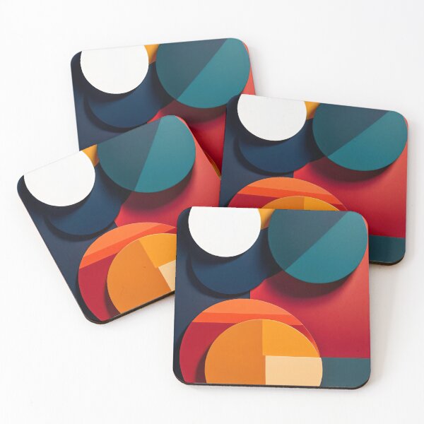 Item preview, Modern Geometric Circles and Blocks in Red Orange Teal and Navy with Minimal Layered Design designed and sold by Mimoshi ⭐⭐⭐⭐⭐.