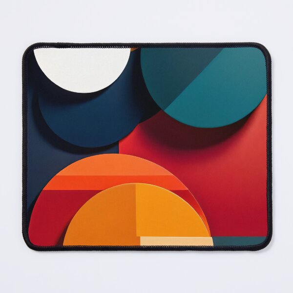 Item preview, Modern Geometric Circles and Blocks in Red Orange Teal and Navy with Minimal Layered Design designed and sold by Mimoshi ⭐⭐⭐⭐⭐.