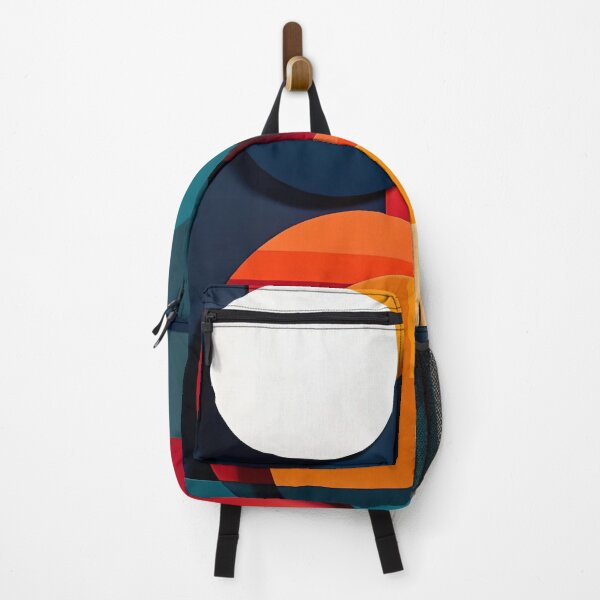 Item preview, Modern Geometric Circles and Blocks in Red Orange Teal and Navy with Minimal Layered Design designed and sold by Mimoshi ⭐⭐⭐⭐⭐.