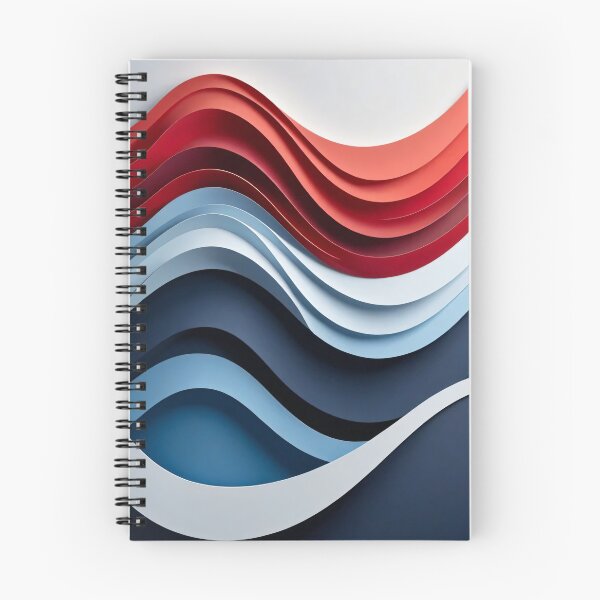 Item preview, Layered Abstract Waves in Red White Blue and Navy Creating Flowing Modern Minimal 3D Composition designed and sold by Mimoshi ⭐⭐⭐⭐⭐.