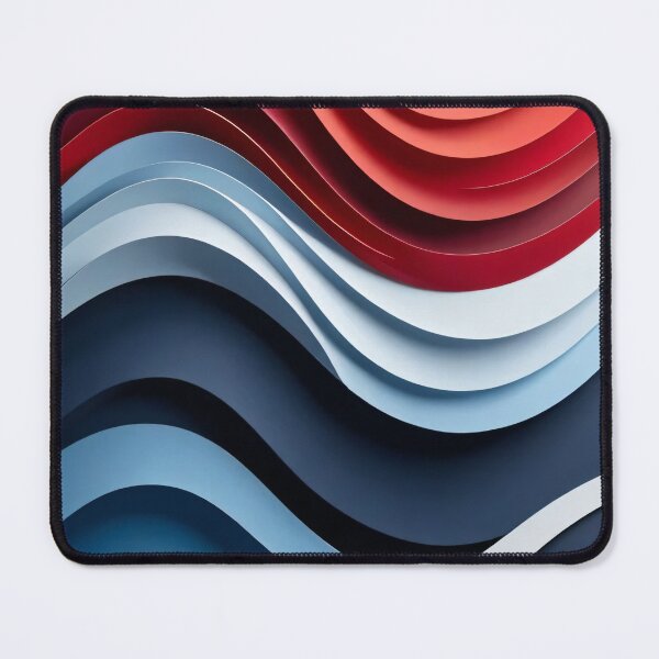 Item preview, Layered Abstract Waves in Red White Blue and Navy Creating Flowing Modern Minimal 3D Composition designed and sold by Mimoshi ⭐⭐⭐⭐⭐.