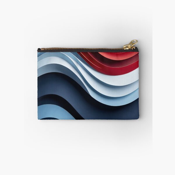 Item preview, Layered Abstract Waves in Red White Blue and Navy Creating Flowing Modern Minimal 3D Composition designed and sold by Mimoshi ⭐⭐⭐⭐⭐.