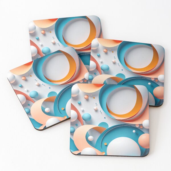 Item preview, Playful Abstract Circles and Ribbons in Blue Orange and White with Floating 3D Spheres Composition designed and sold by Mimoshi ⭐⭐⭐⭐⭐.