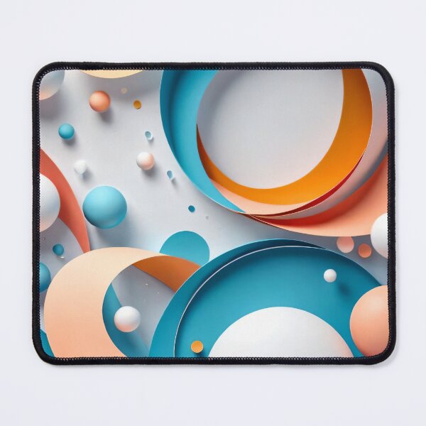 Item preview, Playful Abstract Circles and Ribbons in Blue Orange and White with Floating 3D Spheres Composition designed and sold by Mimoshi ⭐⭐⭐⭐⭐.