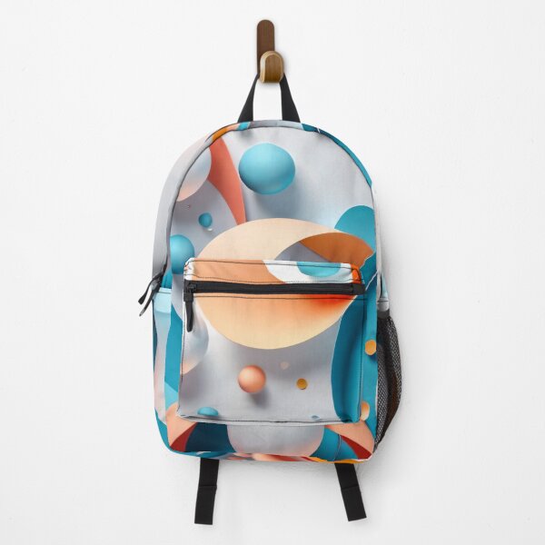 Item preview, Playful Abstract Circles and Ribbons in Blue Orange and White with Floating 3D Spheres Composition designed and sold by Mimoshi ⭐⭐⭐⭐⭐.