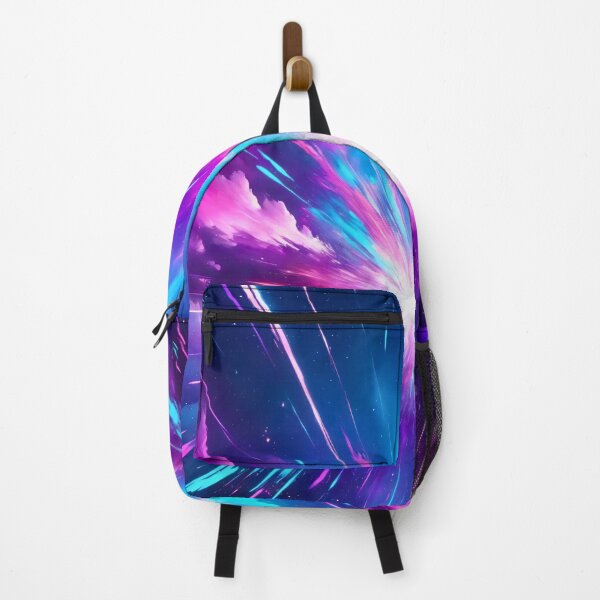Item preview, Vibrant cosmic explosion of neon blue and purple light beams in energetic surreal galaxy abstract art designed and sold by Mimoshi ⭐⭐⭐⭐⭐.