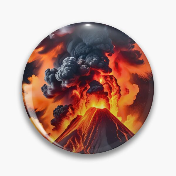 Item preview, Explosive volcanic eruption with fiery lava and dark smoke clouds in powerful dramatic natural landscape artwork designed and sold by Mimoshi ⭐⭐⭐⭐⭐.