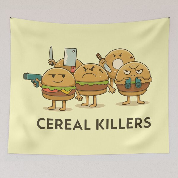 Item preview, Funny Food Pun – Cereal Killers Cartoon Burger Gang designed and sold by graphicnew.