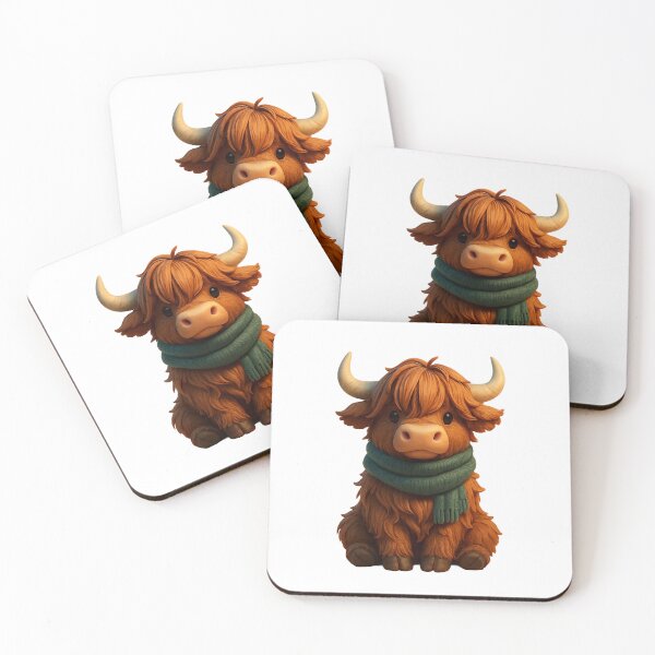 Item preview, Woolly Highland cow with scarf autumn gift idea designed and sold by AlfeArts.