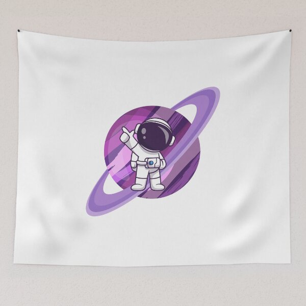 Item preview, Astronaut on Planet Ringed Galaxy Art designed and sold by Happyfreedom.