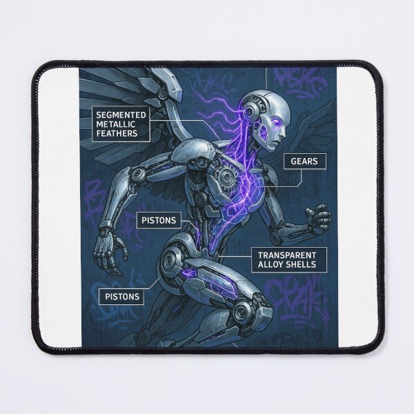 Item preview, Mechanical Angel Futuristic Cyborg Anatomy Cyberpunk Art Poster designed and sold by GeniePixel.
