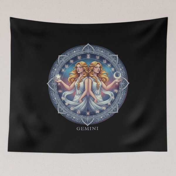Item preview, Gemini Zodiac Sign – Cosmic Twins Astrology Art designed and sold by CrunchyGoats.