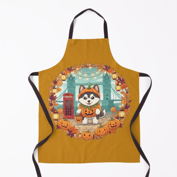Item preview, Kawaii Husky in Pumpkin Costume at Tower Bridge – Halloween London  designed and sold by FixwellStudio.